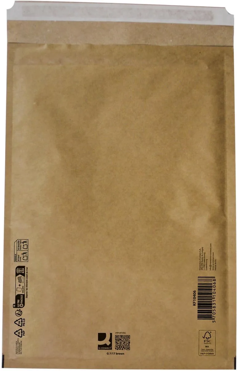luchtkussenenveloppen, 7-G, 250 x 350 mm, doos van 100 stuks fra Q-Connect i Brun – produktbillede