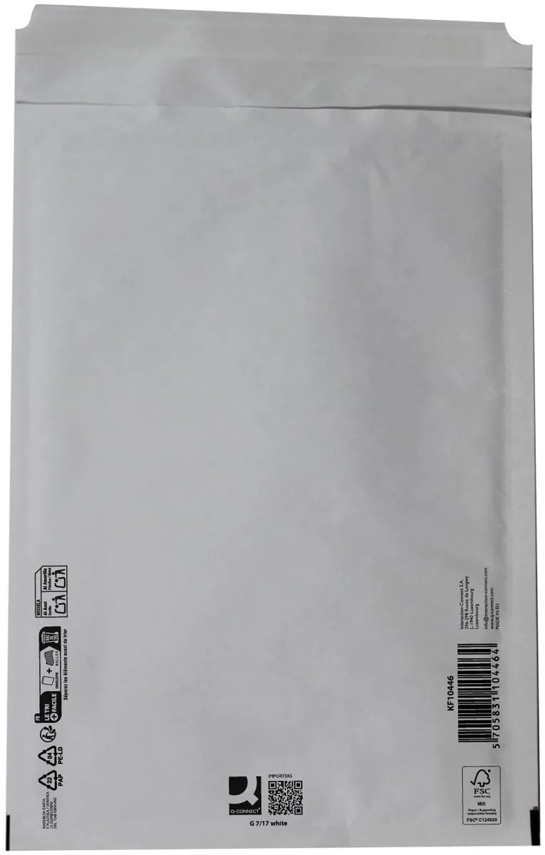 luchtkussenenveloppen, 7-G, 250 x 350 mm, doos van 100 stuks de Q-Connect en Blanc – photo produit