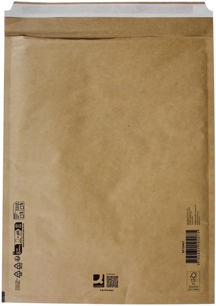 luchtkussenenveloppen, 8-H, 290 x 370 mm, doos van 100 stuks fra Q-Connect i Brun – produktbillede