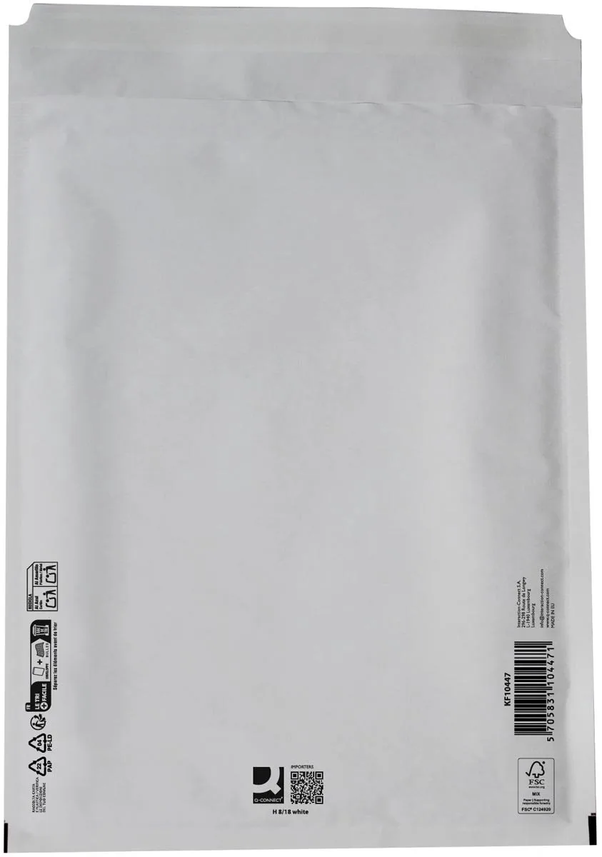 luchtkussenenveloppen, 8-H, 290 x 370 mm, doos van 100 stuks fra Q-Connect i Hvid – produktbillede
