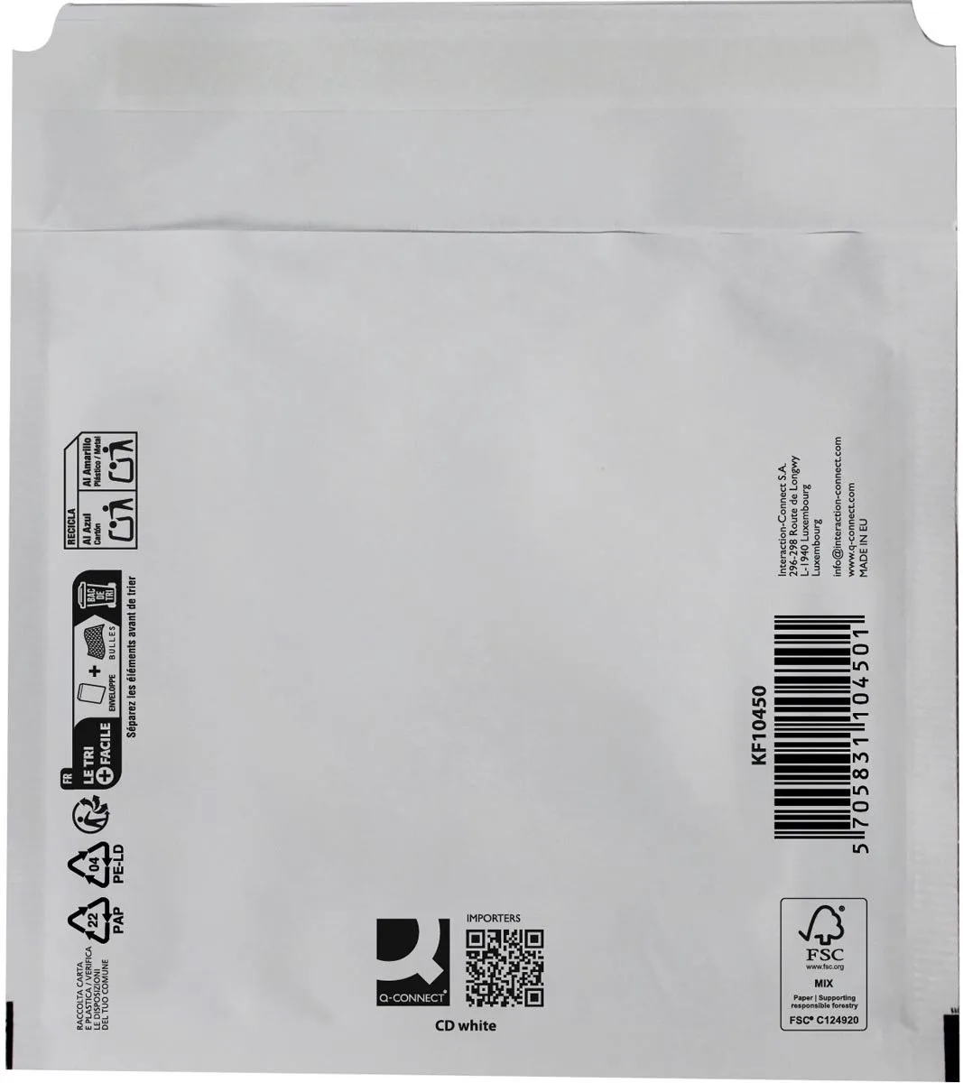 luchtkussenenveloppen, CD, 200 x 175 mm, doos van 100 stuks fra Q-Connect i Hvid – produktbillede