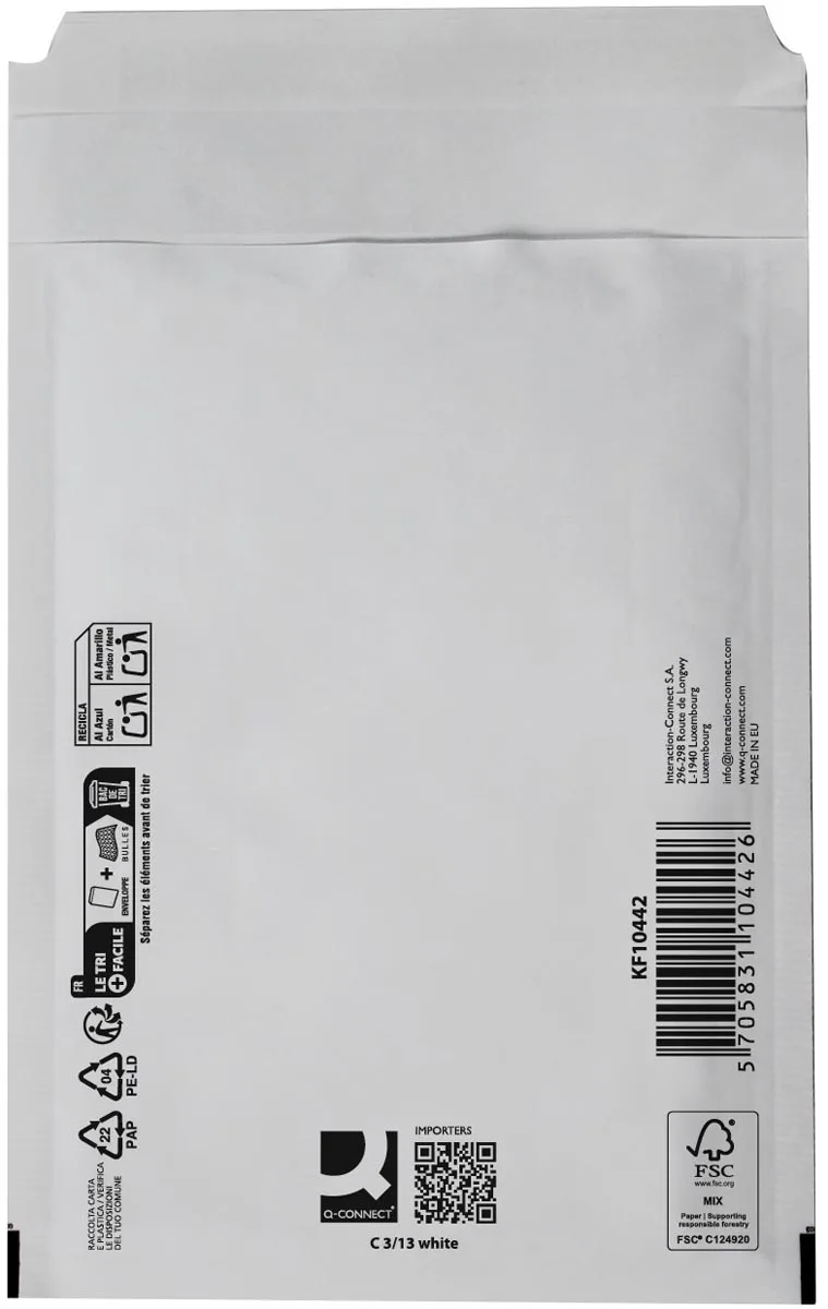 luchtkussenenveloppen, wit, 3-C, 170 x 225 mm, pak van 10 stuks fra Q-Connect – produktbillede