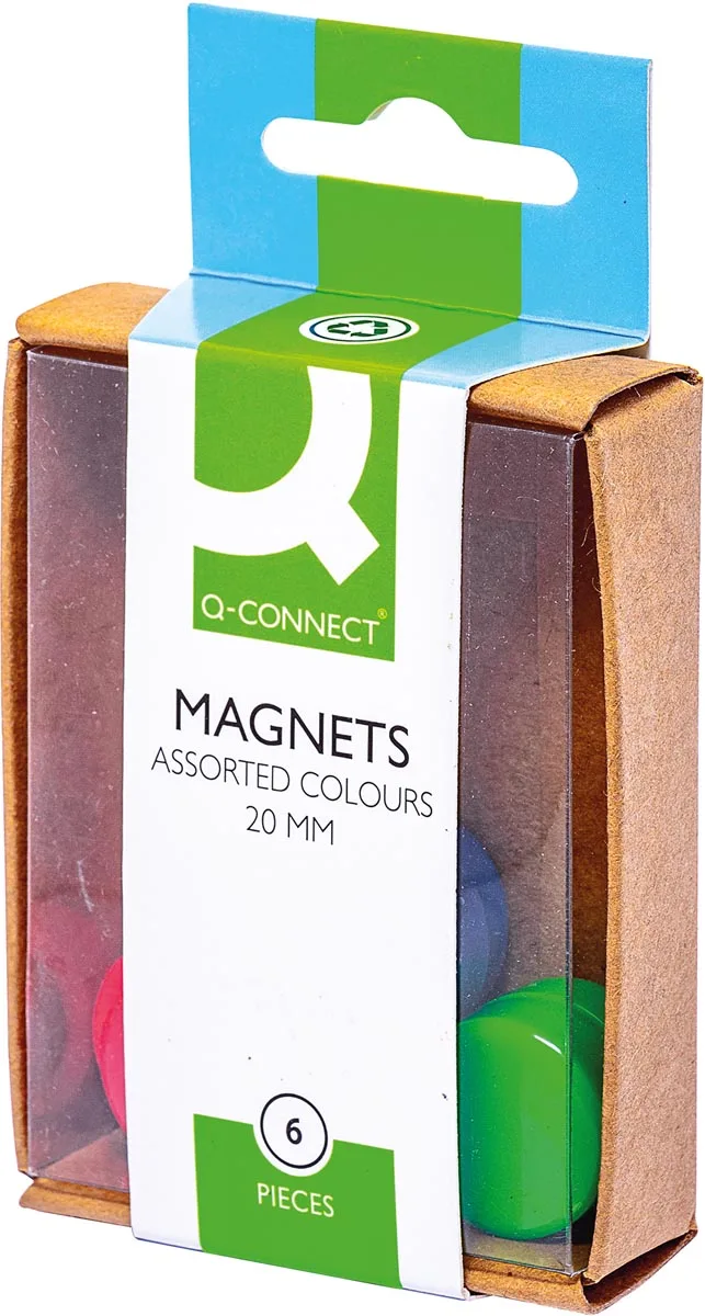 magneten, 20 mm, geassorteerde kleuren, doos van 6 stuks de Q-Connect – photo produit