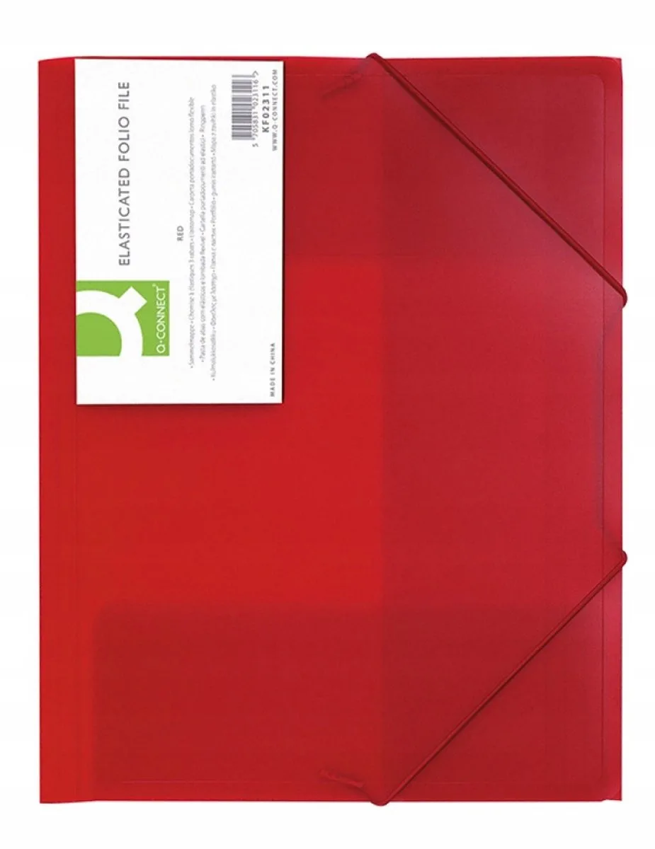 Map met Elastiek, PP, A4, 3 Kleppen, Transparant de Q-Connect en Rouge – photo produit