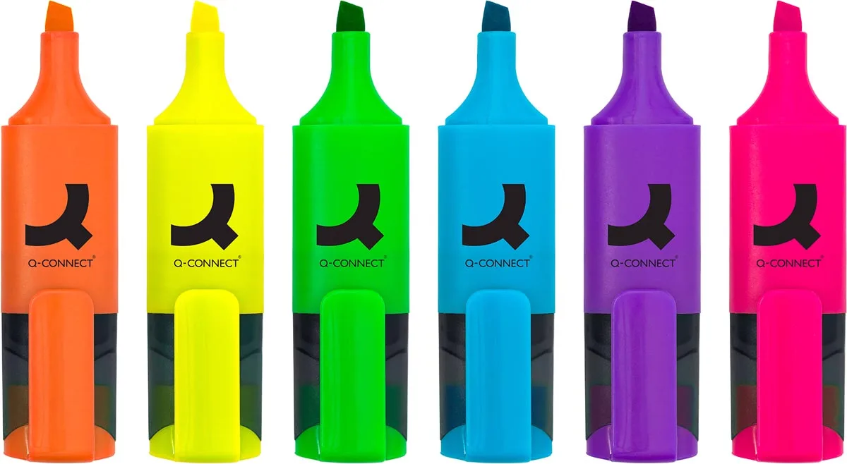 markeerstift mini, doosje van 6 verschillende kleuren van Q-Connect – productfoto