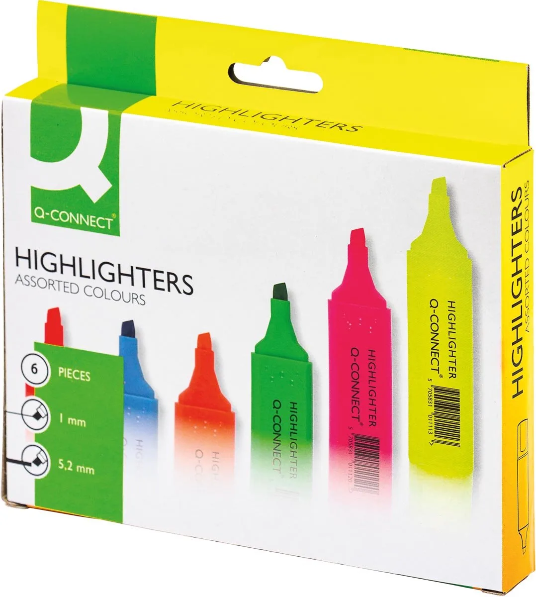 markeerstift | pak van 6 stuks in geassorteerde kleuren van Q-Connect in Meerkleurig – productfoto