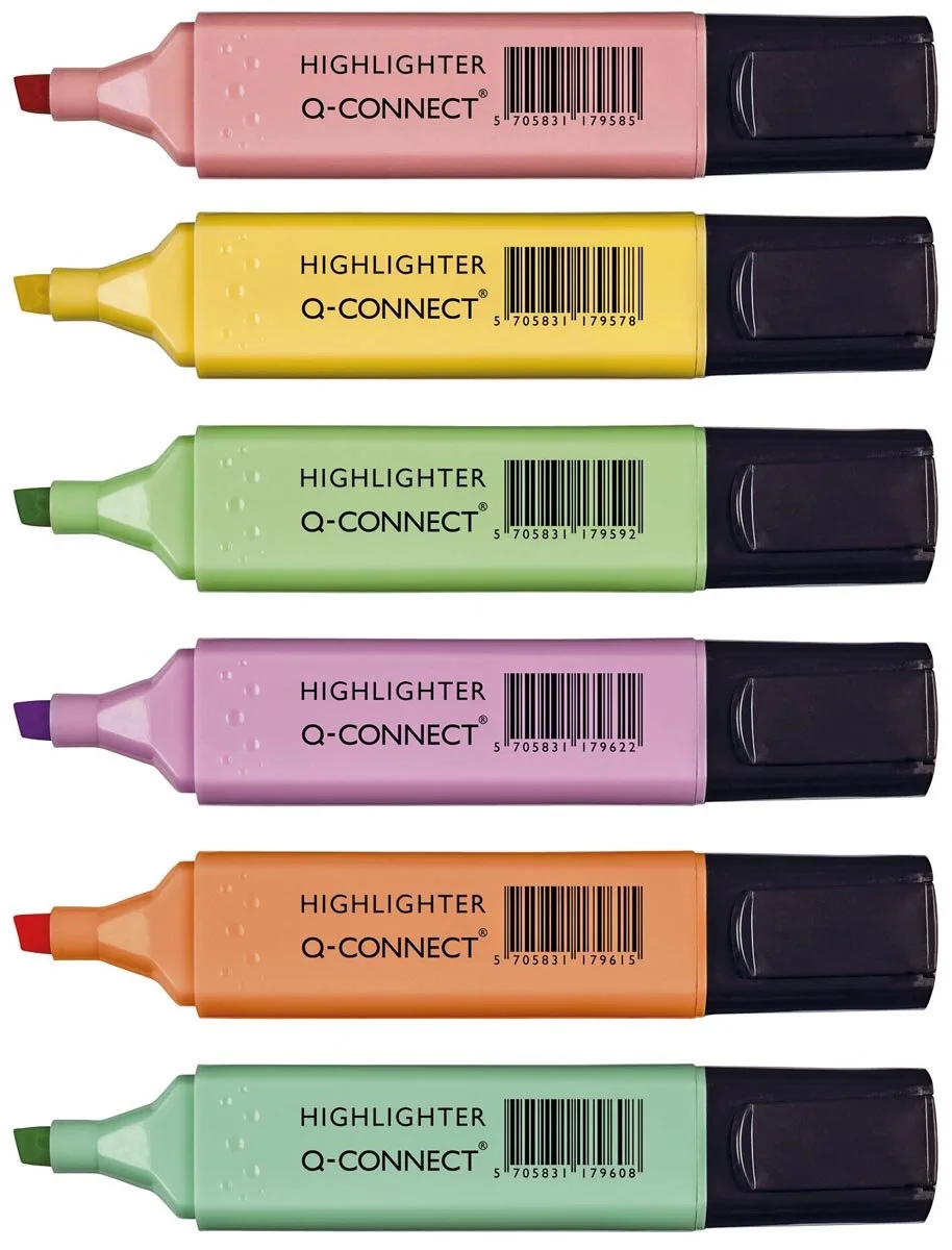 markeerstift pastel | geassorteerde kleuren | pak van 6 stuks by Q-Connect – product photo