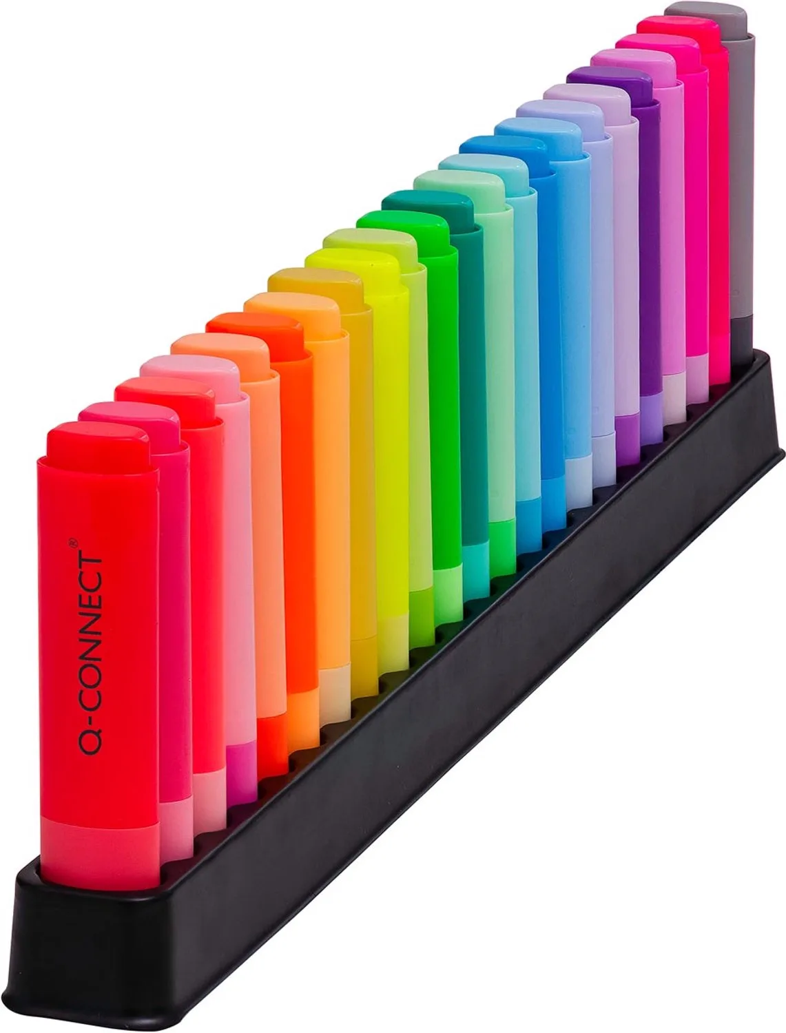 Markeerstift, Q-Connect, deskset, 23 verschillende kleuren van Q-Connect in 23 verschillende kleuren – productfoto