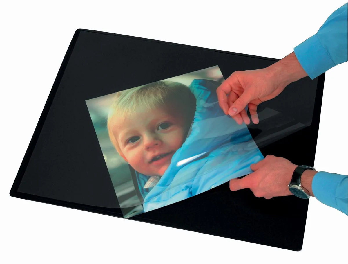 onderlegger, ft 65 x 50 cm, zwart, met folie de Q-Connect – photo produit