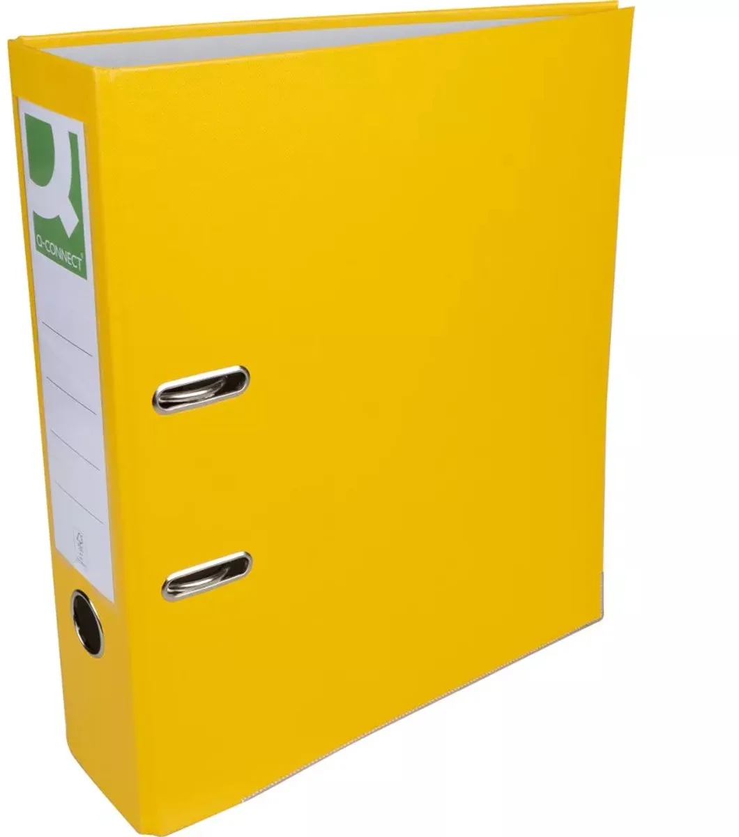 ordner, voor ft A4, uit PP en papier, met beschermrand, rug van 8 cm van Q-Connect in Geel – productfoto