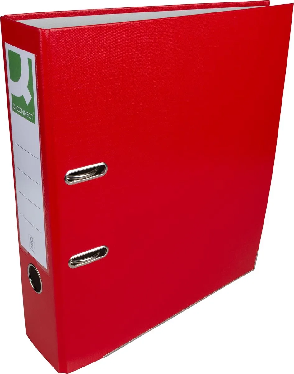 ordner, voor ft A4, uit PP en papier, met beschermrand, rug van 8 cm van Q-Connect in Rood – productfoto