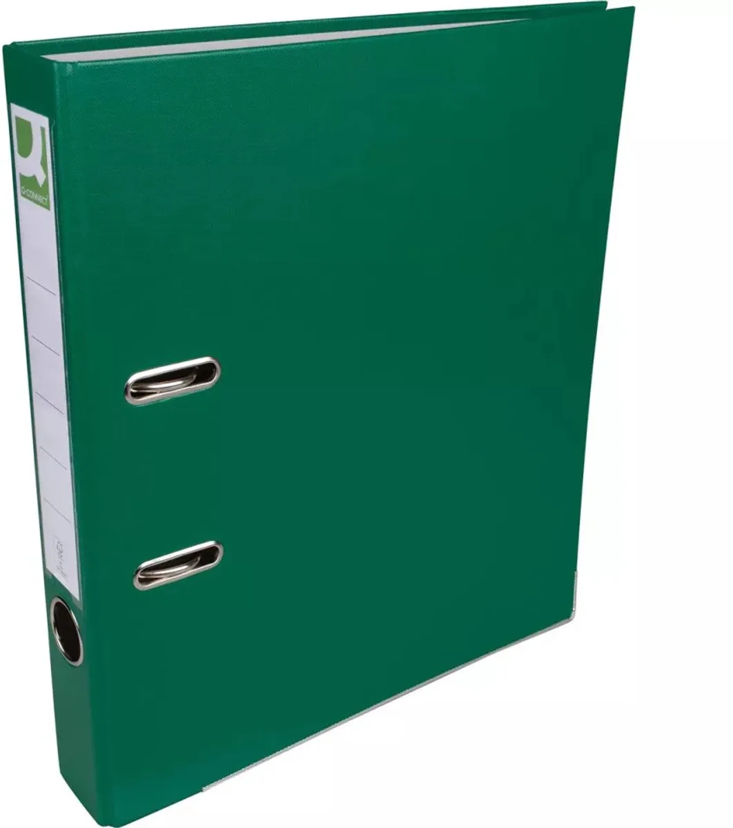 ordner, voor ft A4, uit PP en papier, met beschermrand, rug van 5 cm van Q-Connect in Groen – productfoto