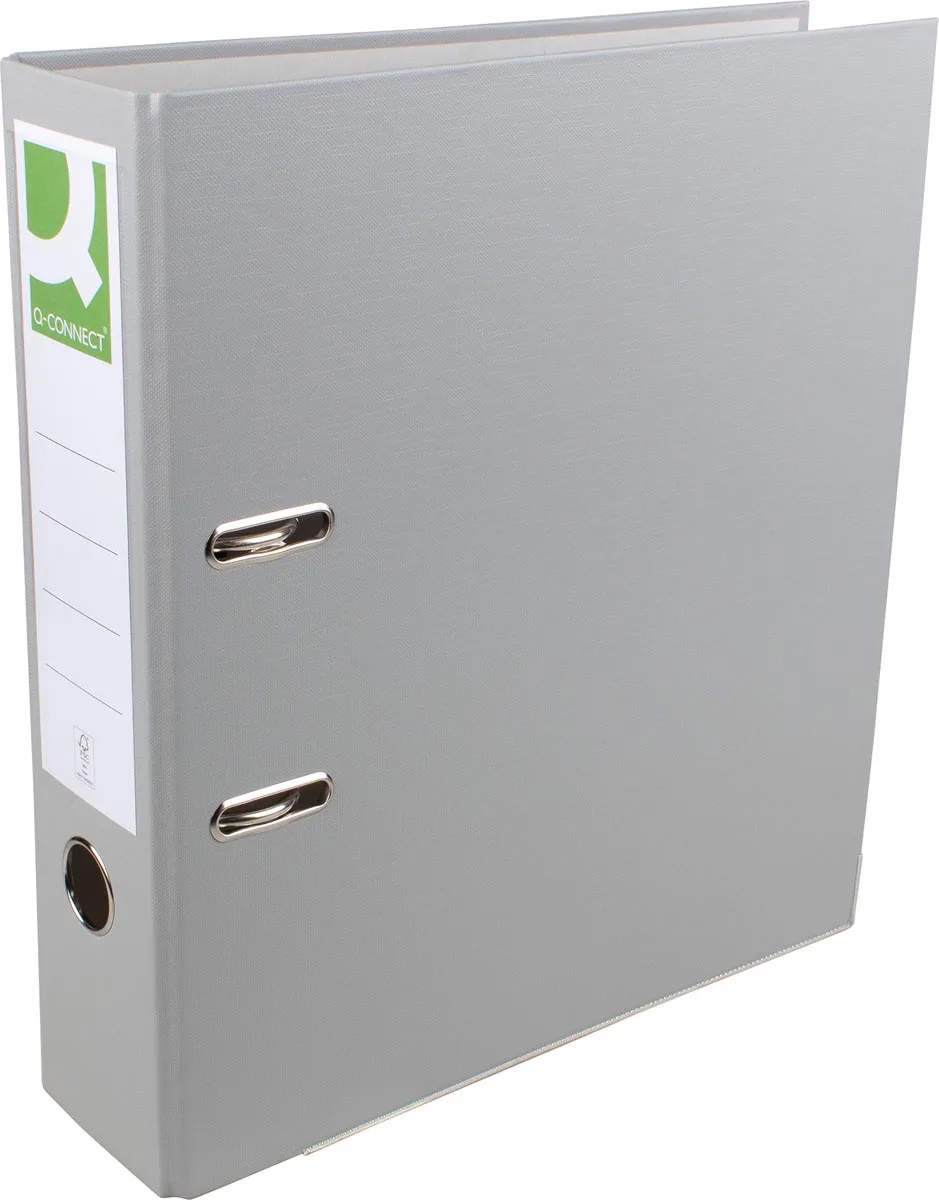 ordner, voor ft A4, uit PP en papier, met beschermrand, rug van 8 cm, grijs fra Q-Connect – produktbillede