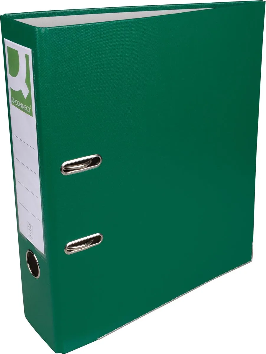 ordner, voor ft A4, uit PP en papier, met beschermrand, rug van 8 cm van Q-Connect in Groen – productfoto