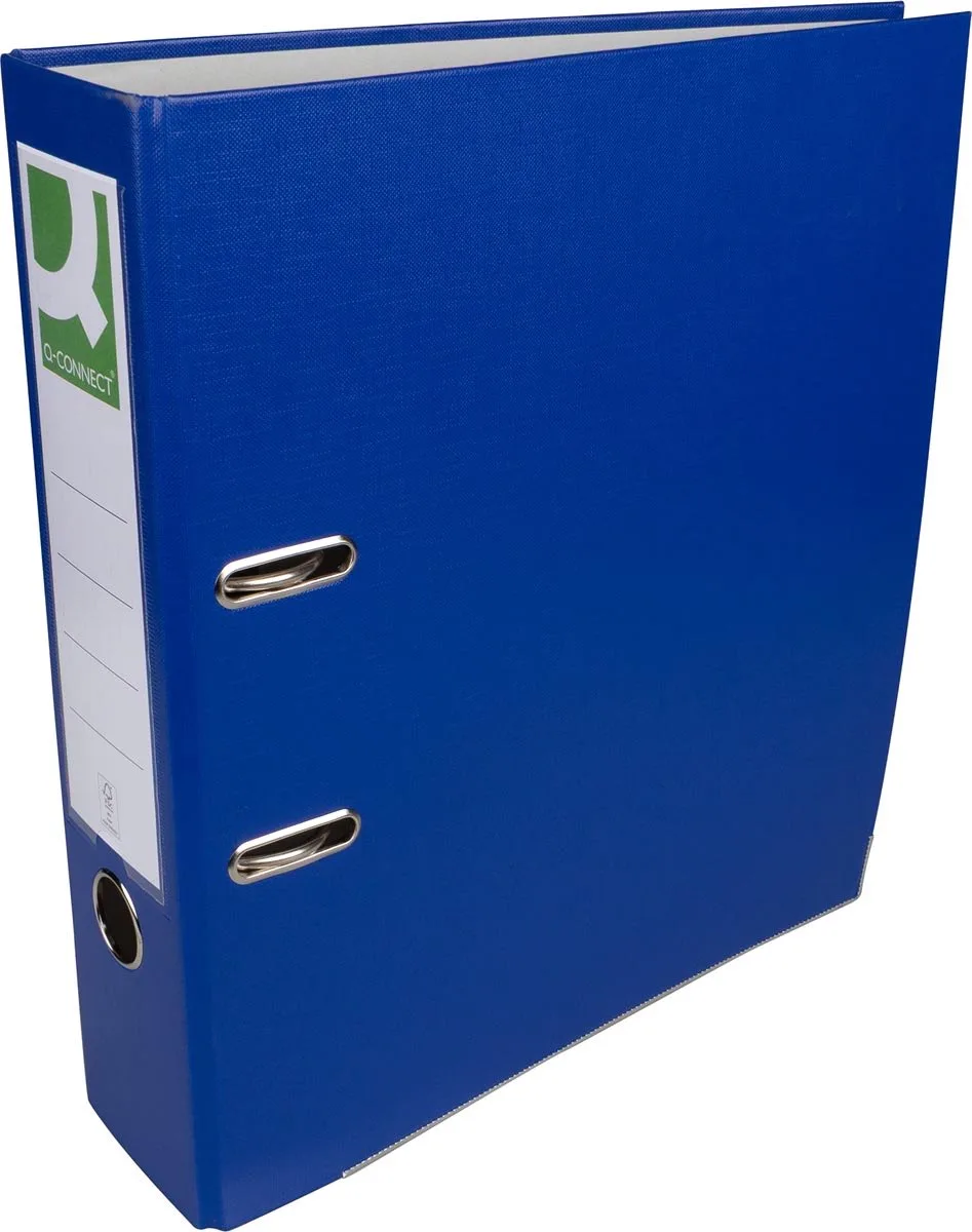 ordner, voor ft A4, uit PP en papier, met beschermrand, rug van 8 cm van Q-Connect in Blauw – productfoto
