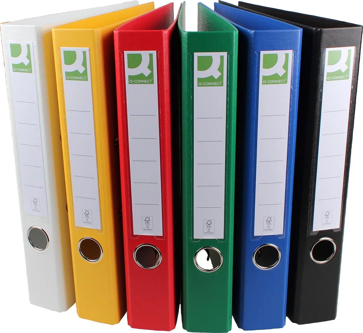 ordner, voor ft A4, volledig uit PP, rug van 5 cm, geassorteerde kleuren de Q-Connect en Multicolore – photo produit