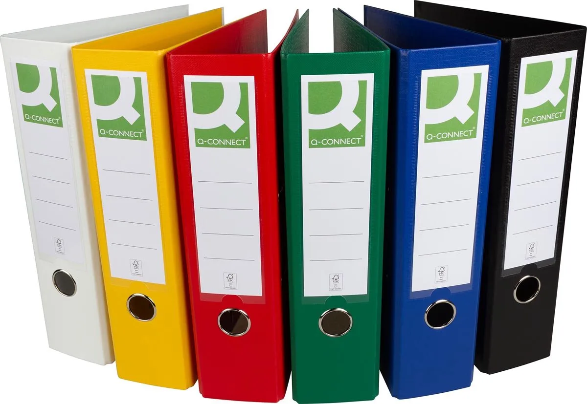 ordner, voor ft A4, volledig uit PP, rug van 8 cm, geassorteerde kleuren de Q-Connect en Multicolore – photo produit