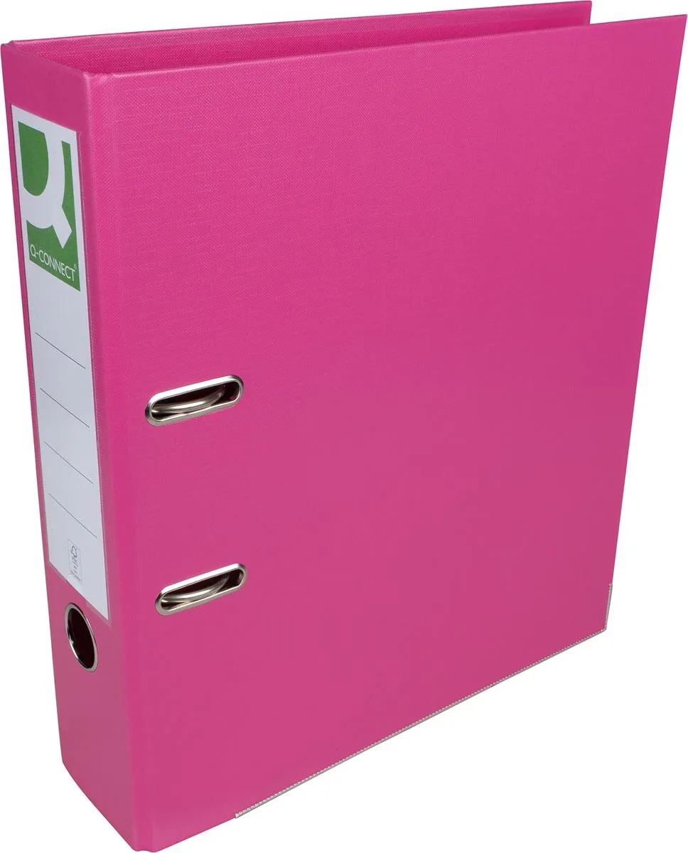 ordner, voor ft A4, volledig uit PP, rug van 8 cm van Q-Connect in Roze – productfoto