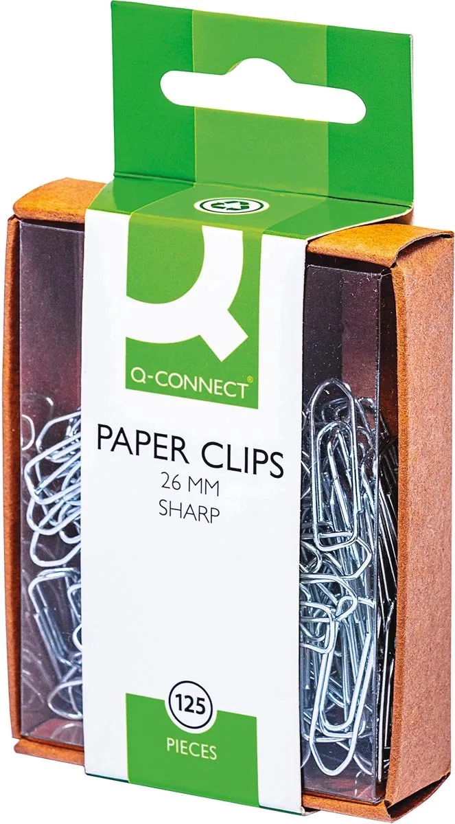 papierklemmen, 26 mm, doos van 125 stuks, ophangbaar 10 stuks de Q-Connect en Metaal kleur – photo produit