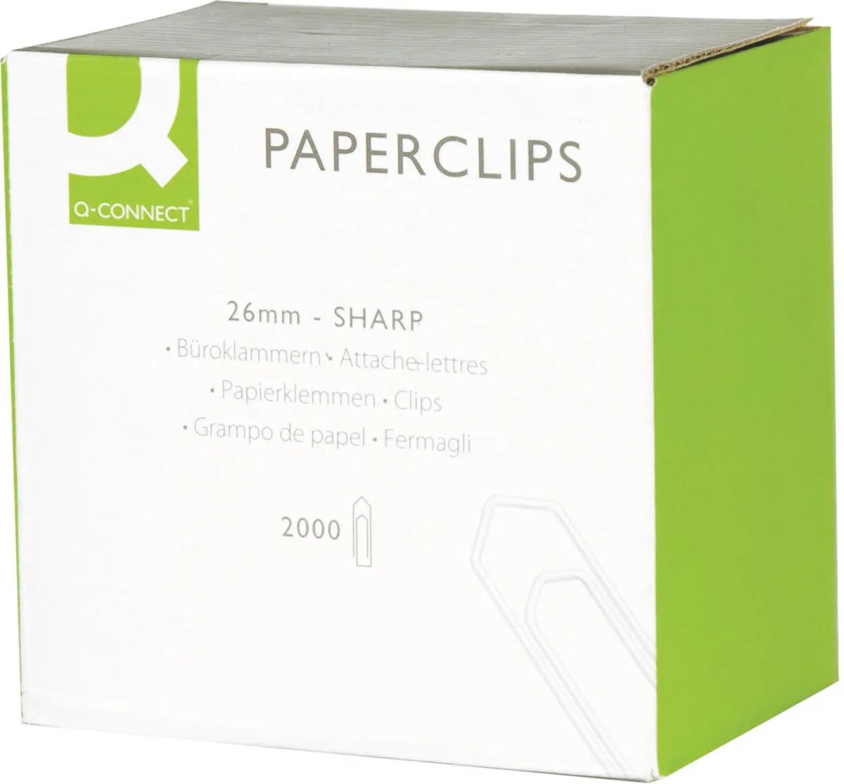papierklemmen, 26 mm, doos van 2000 stuks 24 stuks de Q-Connect en Metaal kleur – photo produit