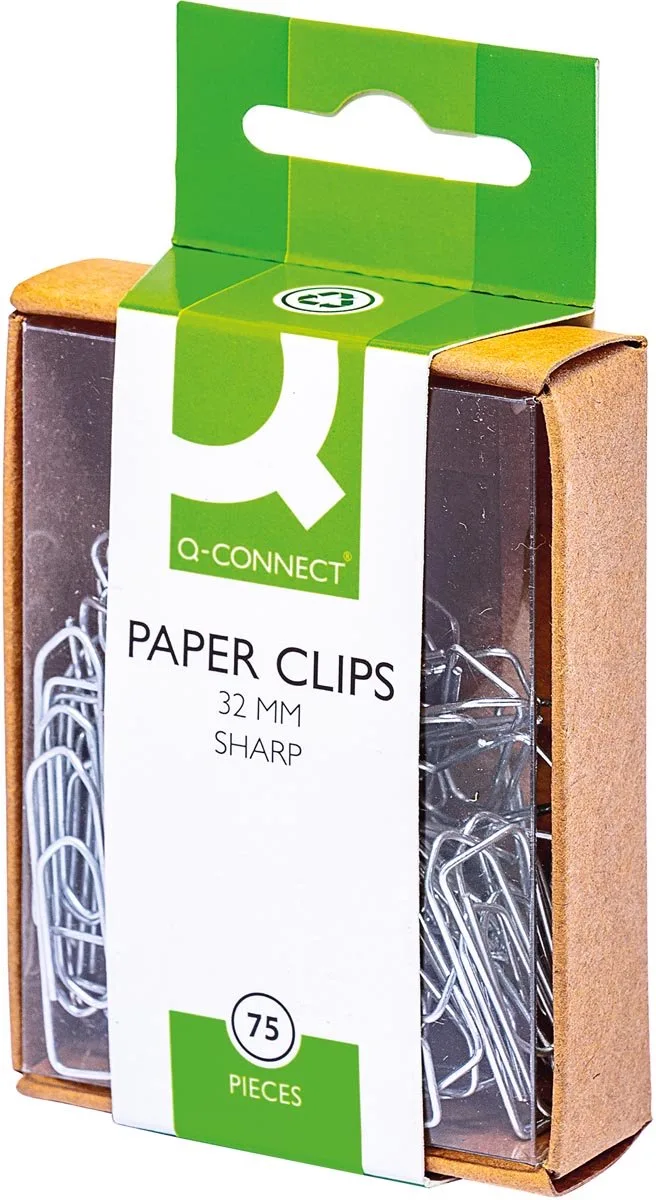 papierklemmen | 32 mm | doos van 75 stuks | ophangbaar de Q-Connect – photo produit