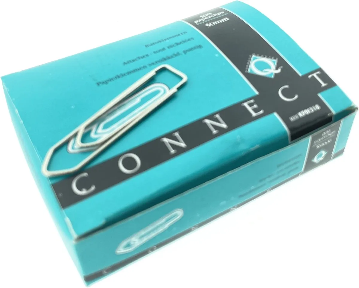 papierklemmen, 50 mm, doos van 100 stuks von Q-Connect in Metaal kleur – Produktfoto