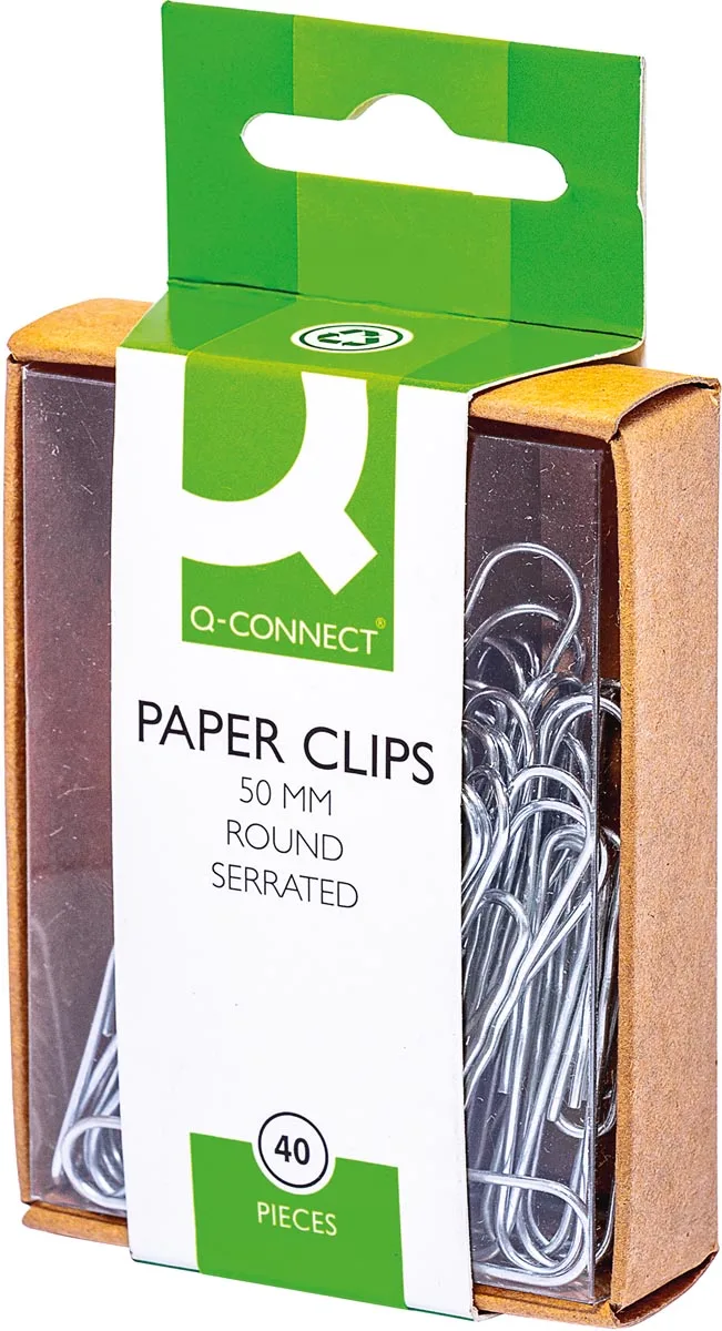 papierklemmen, 50 mm, doos van 40 stuks, ophangbaar by Q-Connect – product photo