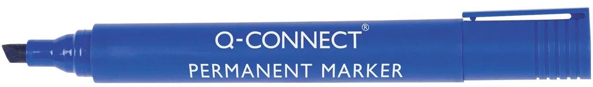 permanente marker, 2-5 mm, schuine punt, 10 stuks fra Q-Connect i Blå – produktbillede