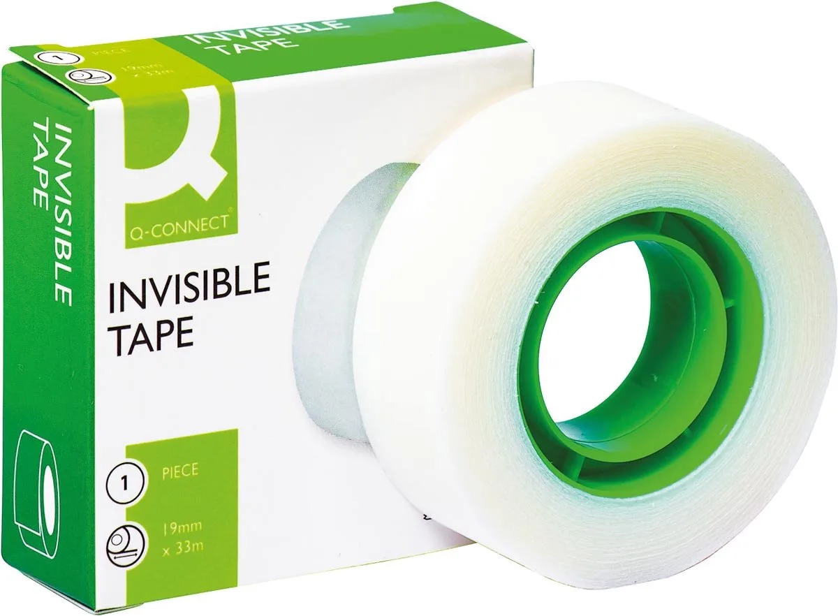 plakband, invisible, 19 mm x 33 m, pak van 24 stuks de Q-Connect en Transparent – photo produit
