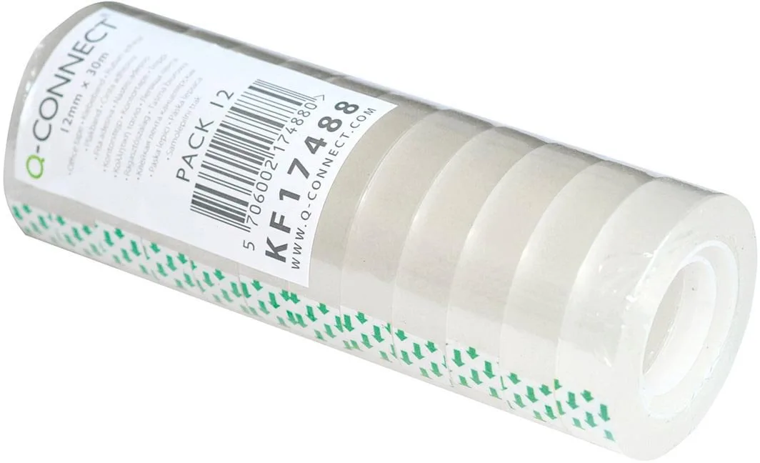 plakband, PP, ft 12 mm x 30 m, pak van 12 stuks von Q-Connect – Produktfoto
