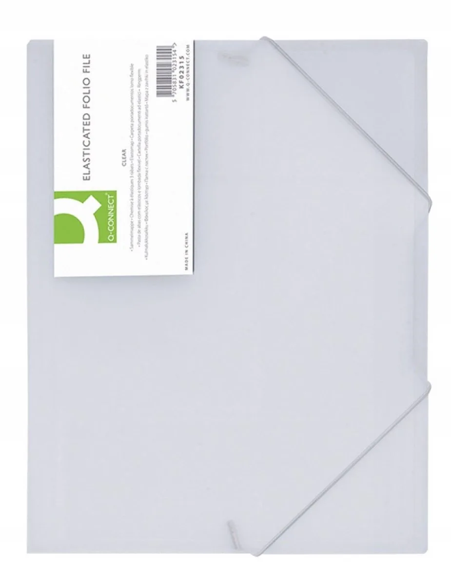 PP Map met Elastiek Transparant Wit KF02315 von Q-Connect in A4 – Produktfoto