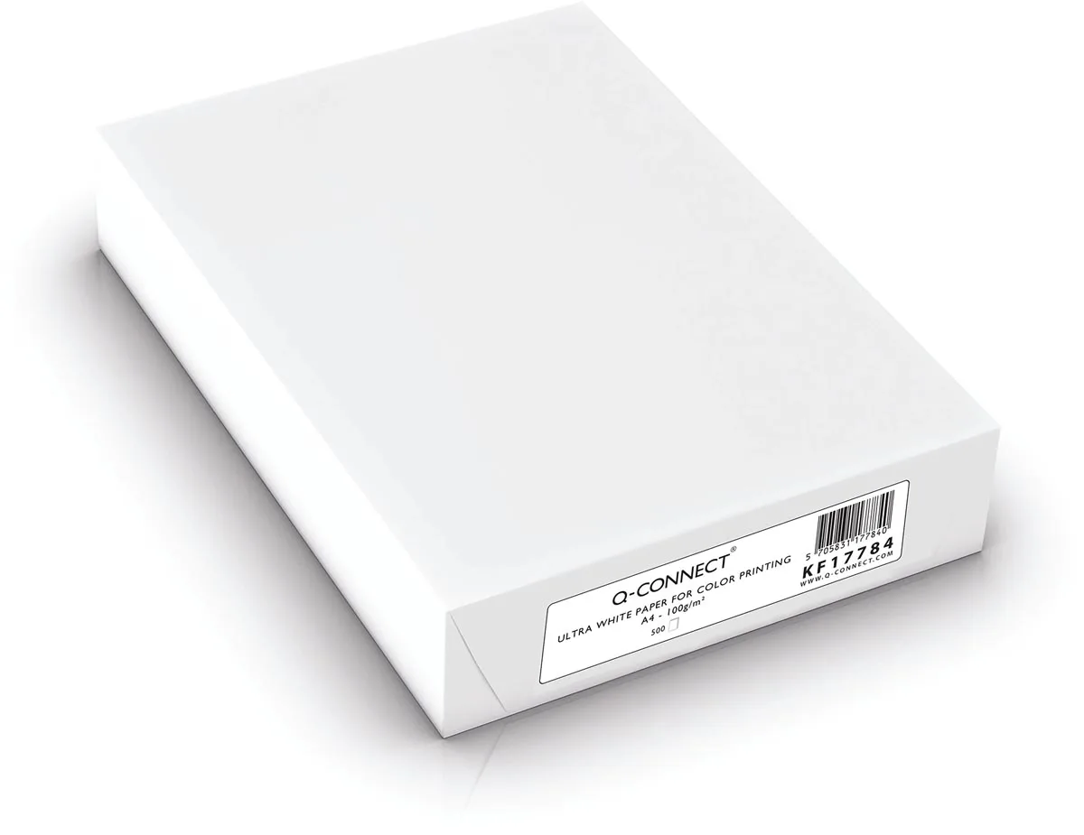 presentatiepapier, ultra white, ft A4, 100 g, pak van 500 vel, wit från Q-Connect – produktbild