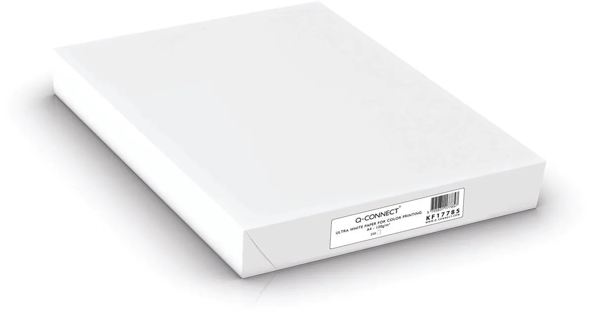 presentatiepapier, ultra white, ft A4, 120 g, pak van 250 vel, wit by Q-Connect – product photo