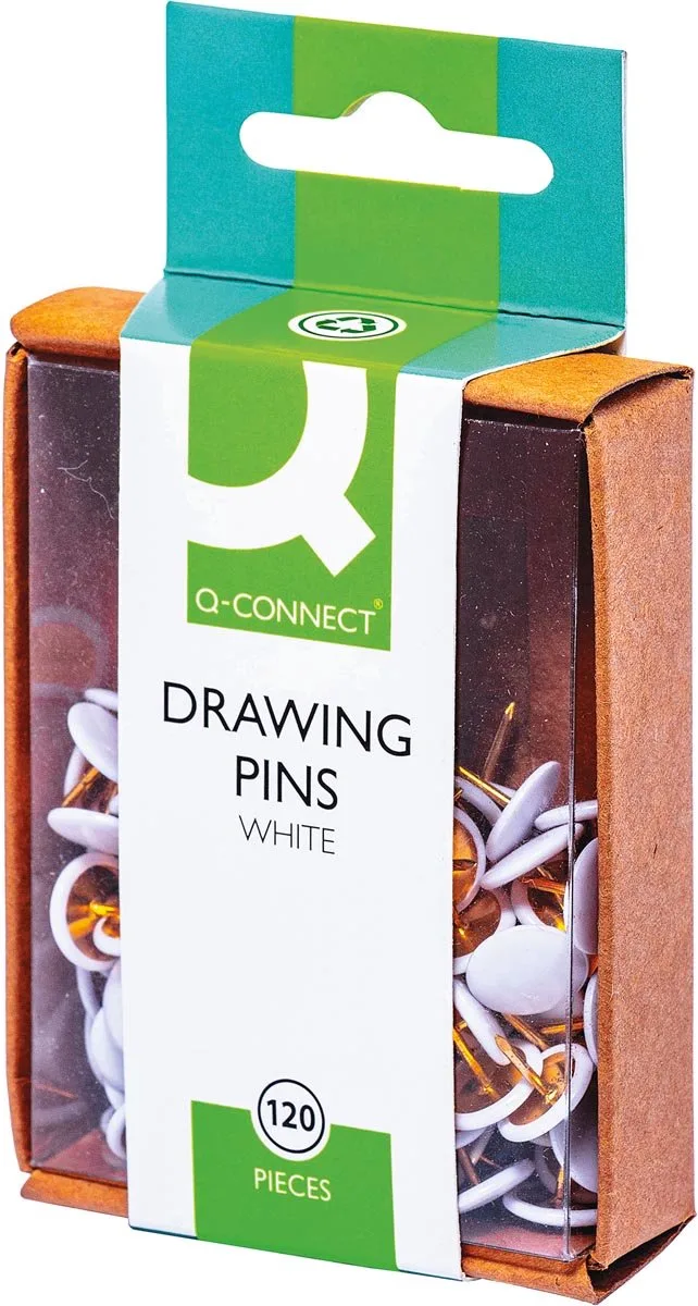punaises, doosje van 120 stuks von Q-Connect in Weiß – Produktfoto