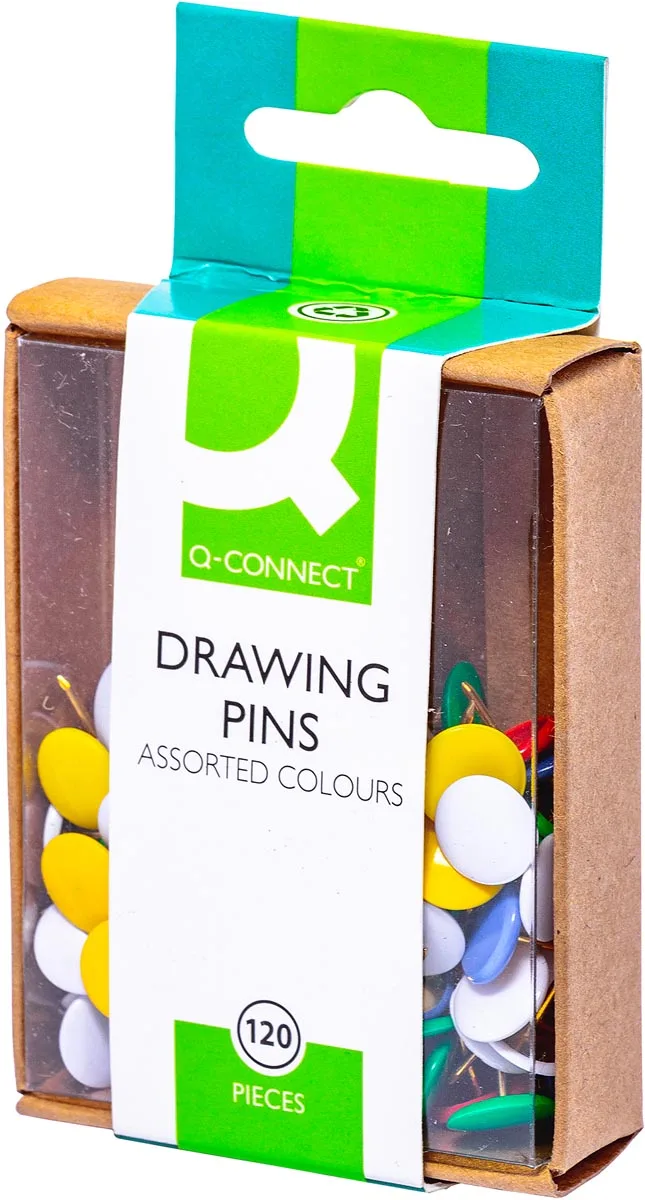 punaises, geassorteerde kleuren, doosje van 120 stuks by Q-Connect – product photo