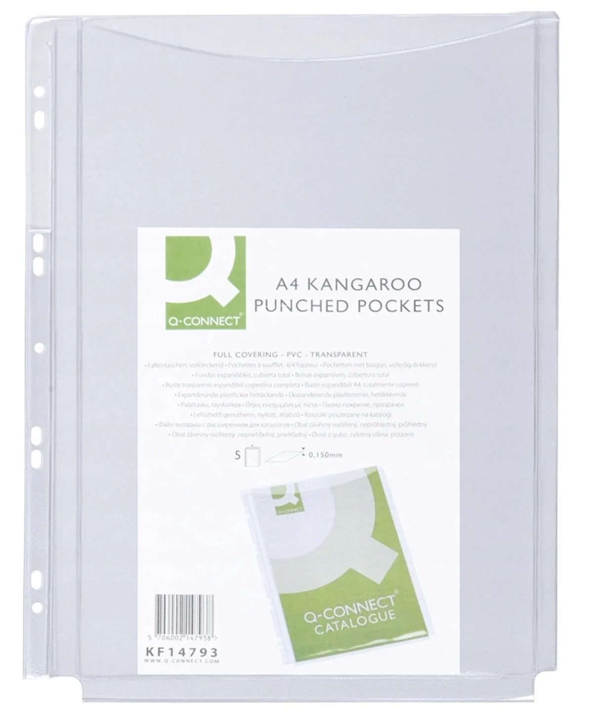 PVC A4 150micr. insteekhoezen, 5 stuks by Q-Connect – product photo