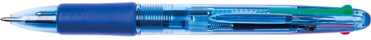 Q-CONNECT 4 kleuren balpen, 0,7 mm, medium punt, DOOS VAN 10 STUKS by Q-Connect in Assortiment aan kleuren – product photo