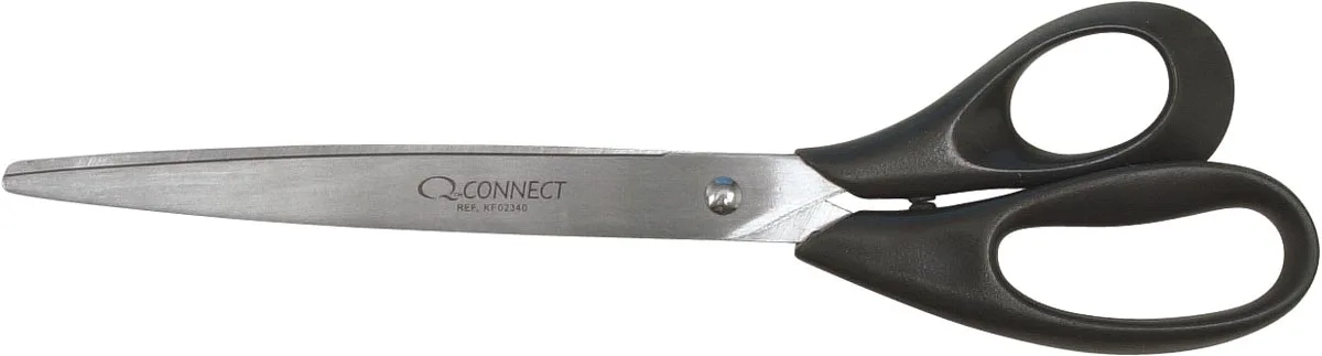 schaar, ft 25,5 cm, rechts, ronde punt, RVS, zwart, blister van 1 stuk van Q-Connect – productfoto