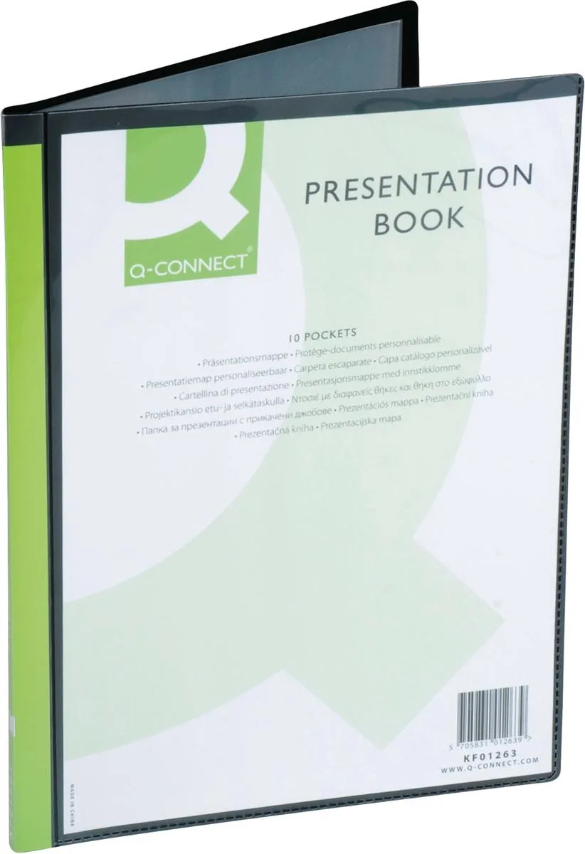 showalbum personaliseerbaar A4 10 tassen by Q-Connect in Black – product photo