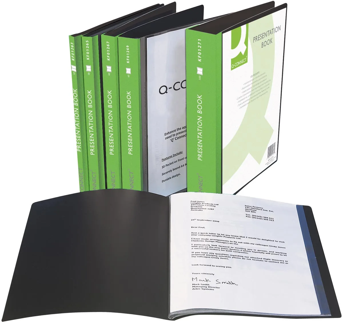 showalbum personaliseerbaar A4 100 tassen zwart de Q-Connect – photo produit
