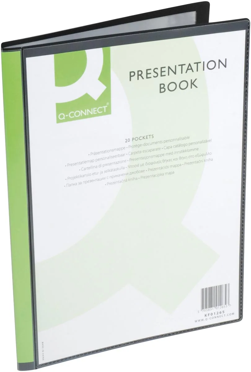 showalbum personaliseerbaar A4 20 tassen zwart de Q-Connect – photo produit