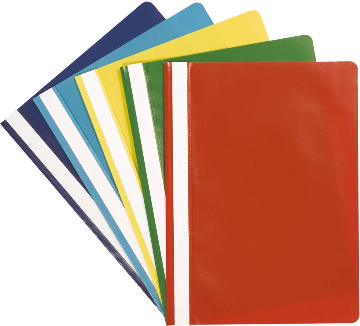 snelhechtmap, A4, geassorteerde kleuren, A4, pak van 5 stuks 50 stuks van Q-Connect in A4 – productfoto