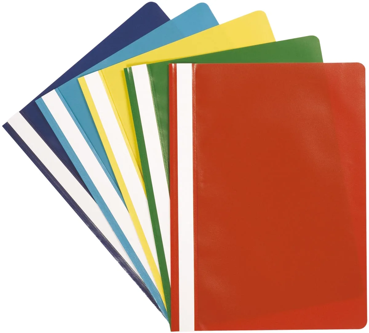 snelhechtmap, A4, geassorteerde kleuren, A4, pak van 5 stuks van Q-Connect – productfoto
