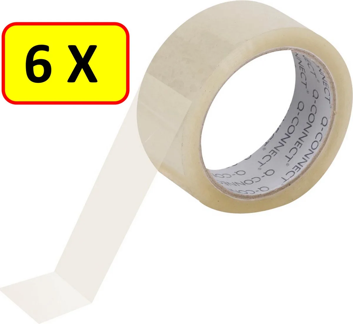 standaard verpakkingstape, ft 48 mm x 60 m, PAK VAN 6 de Q-Connect en Transparent – photo produit