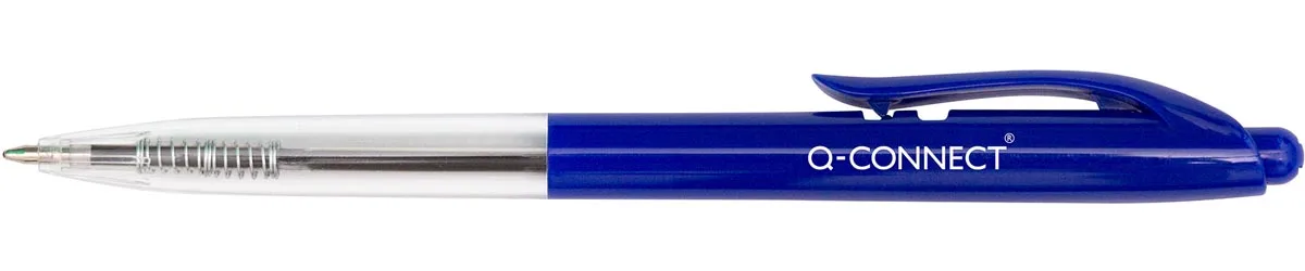 The Clicker balpen, intrekbaar, medium, doos van 20 stuks, blauw fra Q-Connect – produktbillede