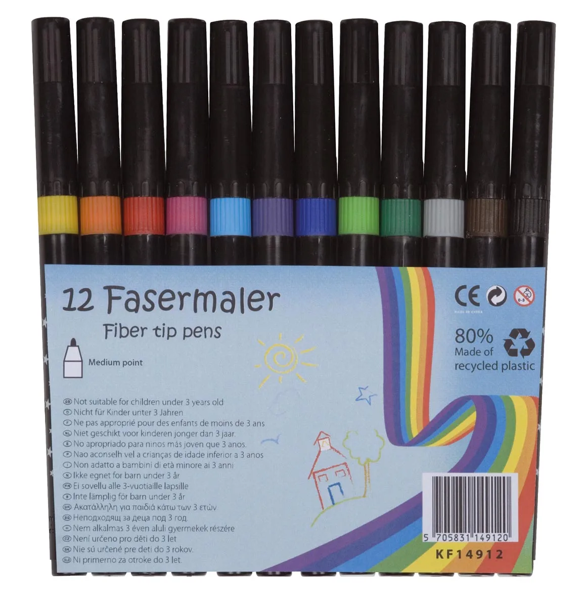 viltstift, geassorteerde kleuren, pak van 12 stuks de Q-Connect – photo produit