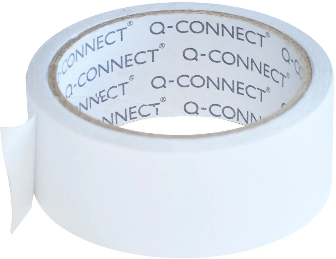 vinyl tape, dubbelzijdig, 38 mm x 10 m, 90 micron, transparant van Q-Connect – productfoto