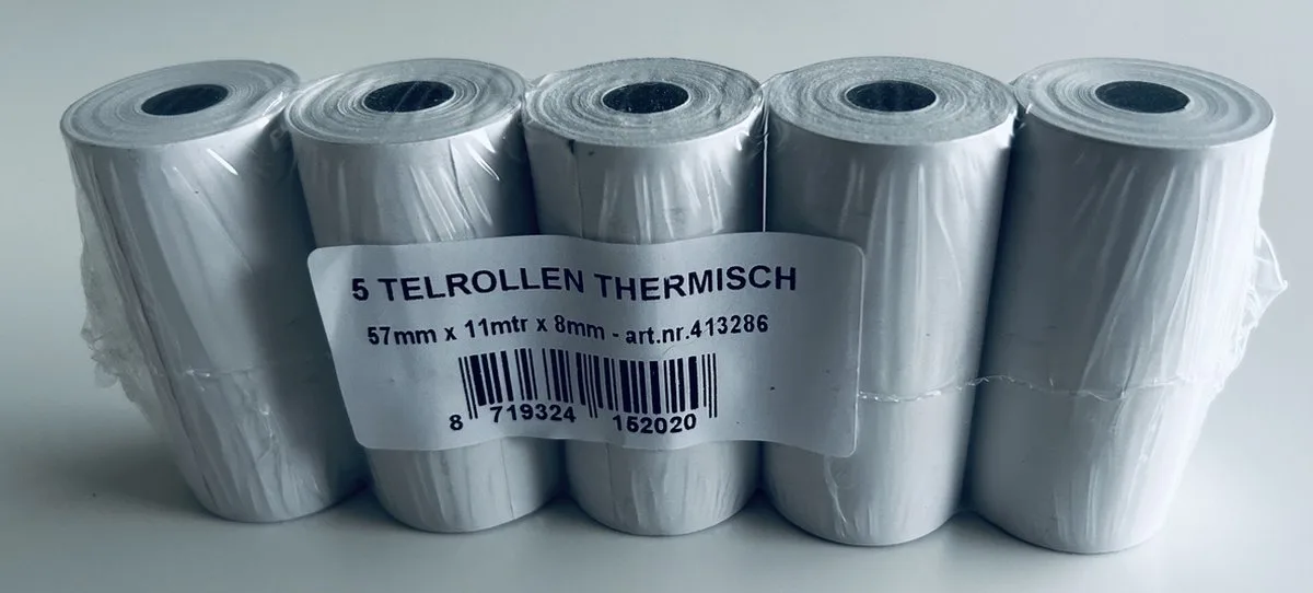 Telrol Qbasic 57mmx11m - kern Ø8mm thermisch - 5 stuks van Qbasic in Wit – productfoto