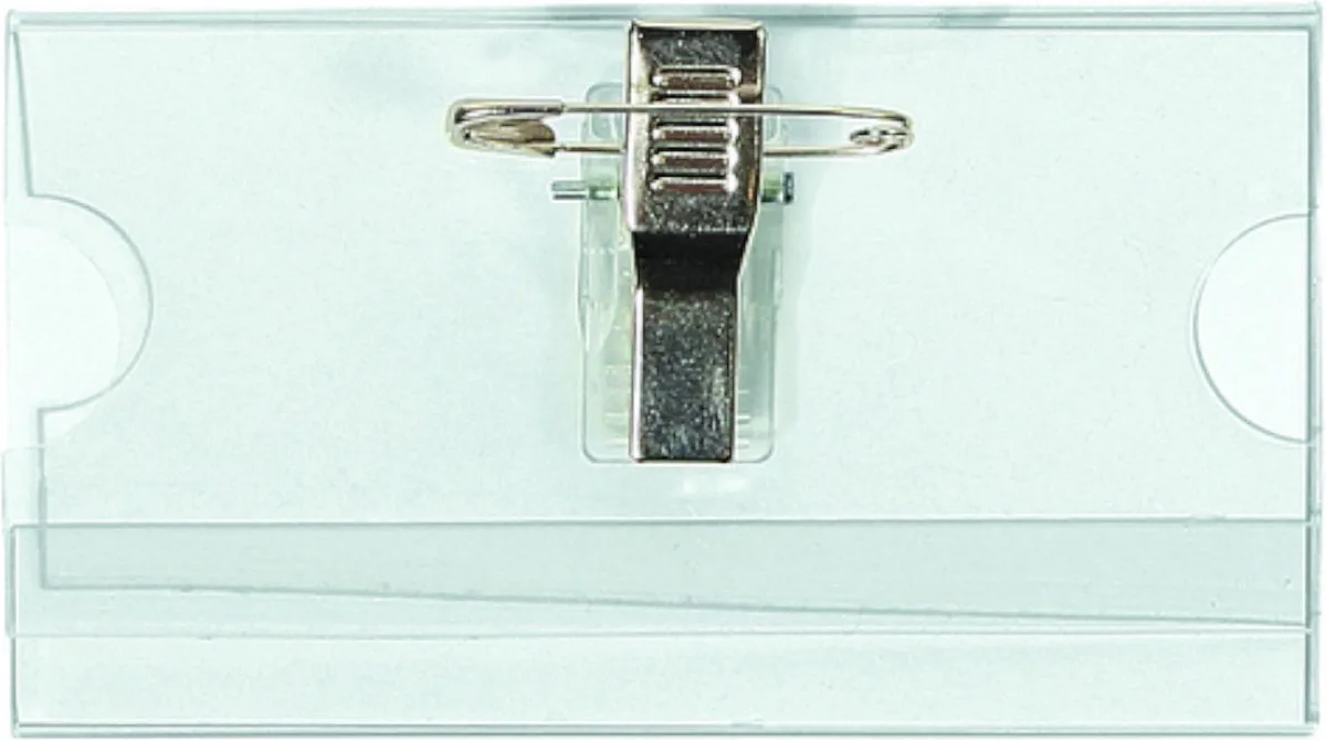 Badge Quantore met clip en speld 4x7.5cm von Quantore in Transparant met clip 7, 5x4 – Produktfoto