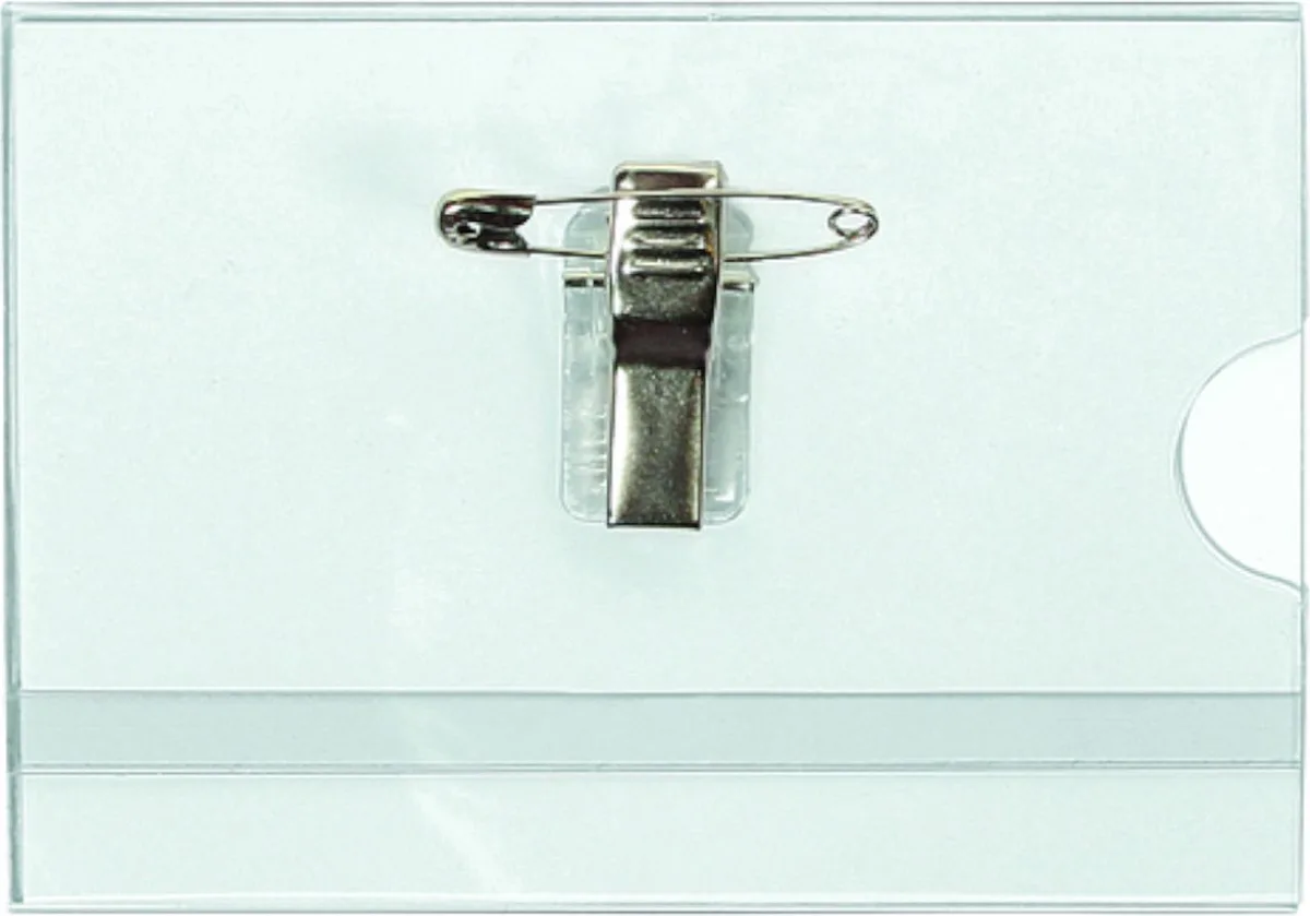 Badge Quantore met clip en speld 6x9cm von Quantore in Transparant met clip 6x9 cm – Produktfoto